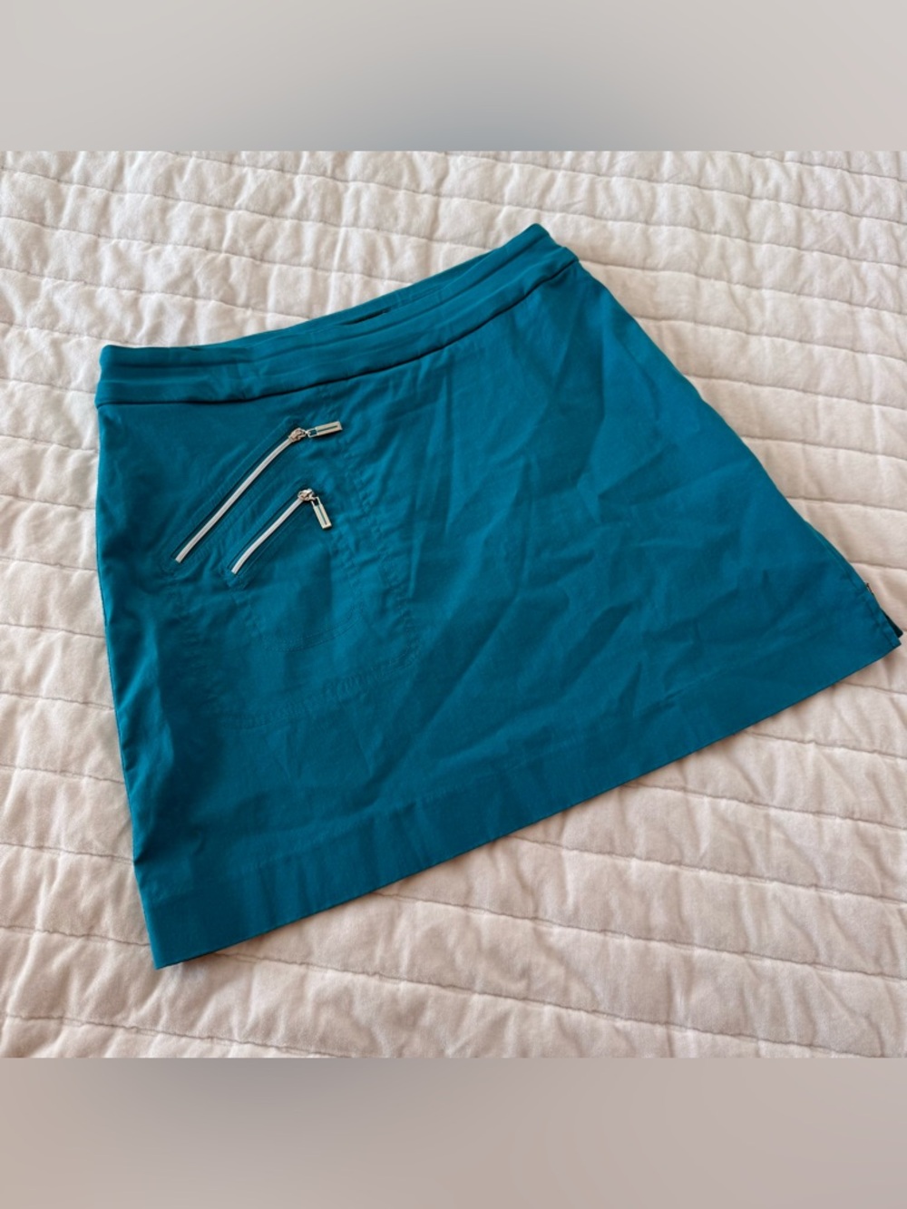 Jamie Sadock Y2K mini skirt teal blue zipper Tennis Pickleball Stretch sporty